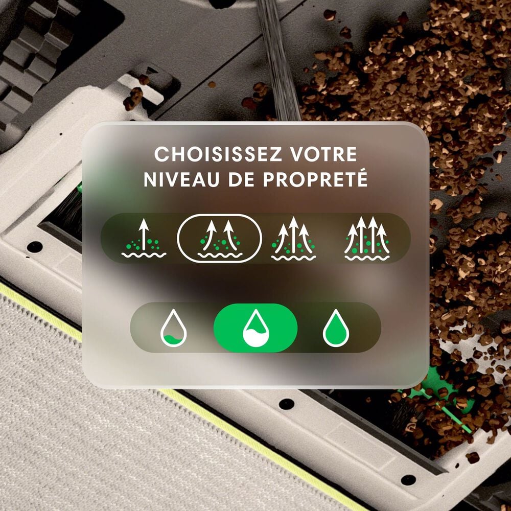 4 niveaux d’aspiration. 3 niveaux de liquide.