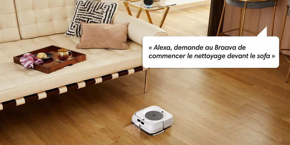 Un appareil Alexa qui indique au robot où laver