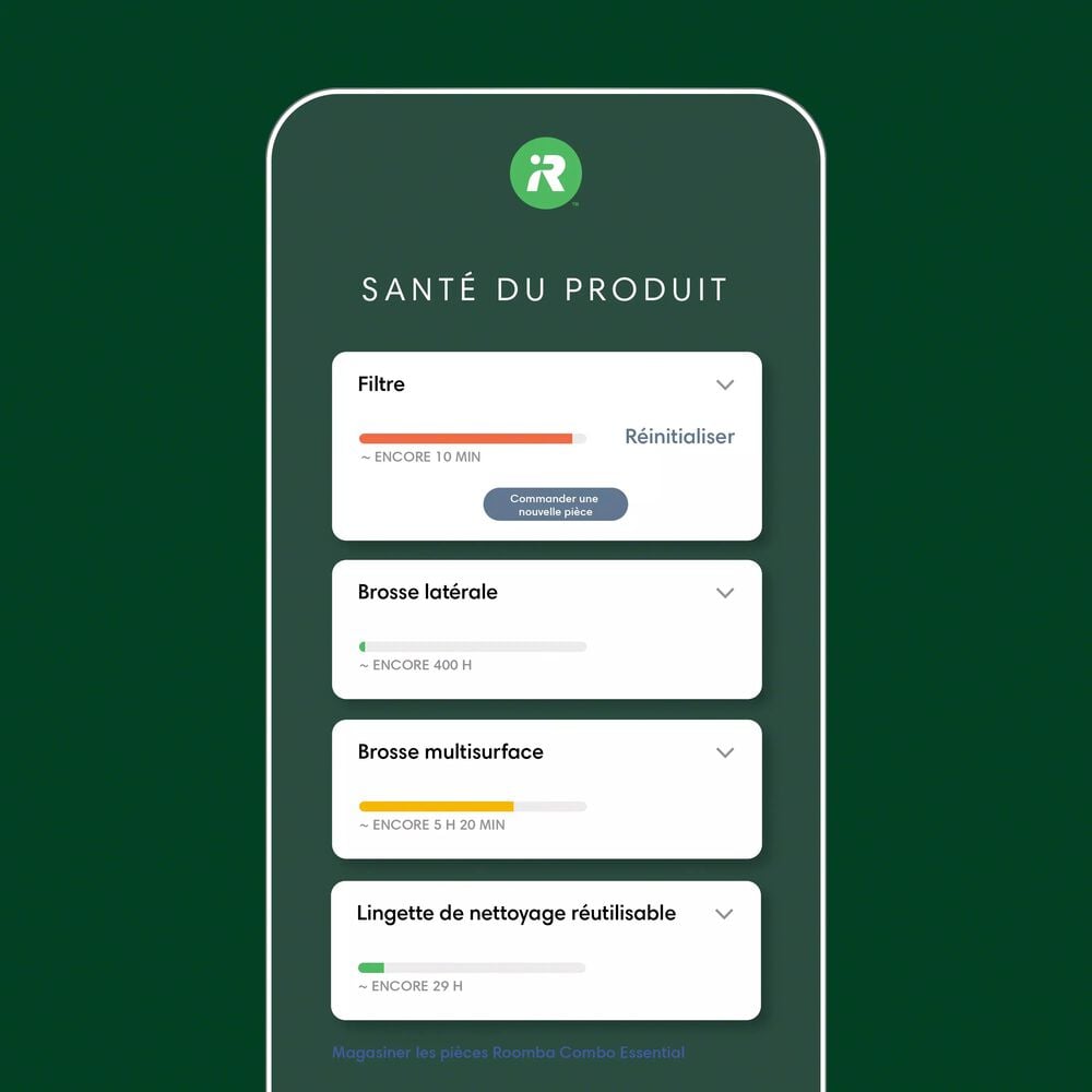 Application iRobot Home pour la surveillance du robot et de la sant&eacute;